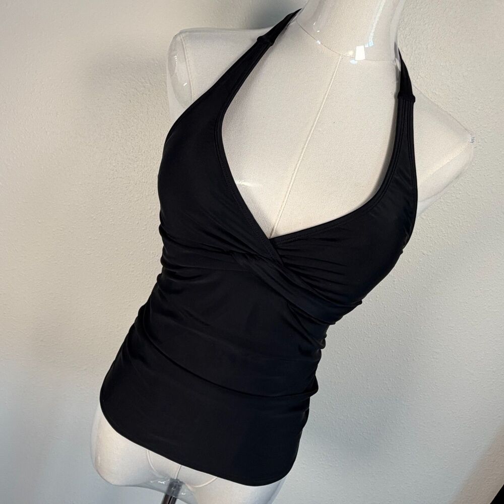 Athleta Tankini Top Women 32B/C Tall Black Halter Swim